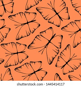 Vintage seamless pattern with butterflies.