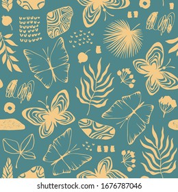 Vintage seamless pattern with butterflies.