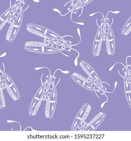 Vintage seamless pattern with butterflies in doodle style. Decoration hand drawn butterflies. The background is perfect for fabric, wallpaper for the nursery, poster and more. Vector illustration.