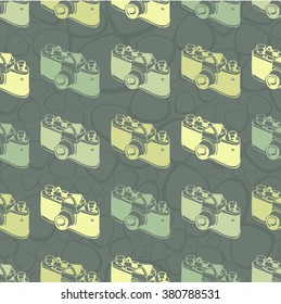 vintage seamless pattern with camera