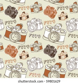 vintage seamless pattern with camera