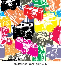 vintage seamless pattern with camera