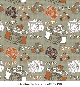 vintage seamless pattern with camera