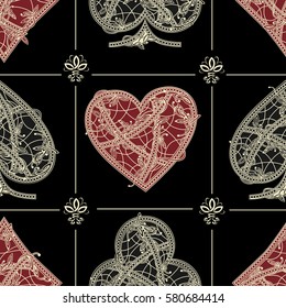 Vintage seamless pattern card suits