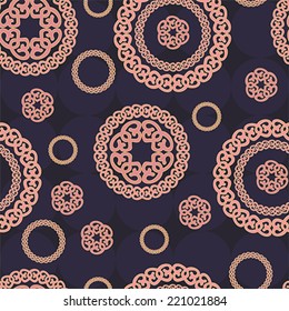 Vintage seamless pattern with circle ornaments. illustration, vector 