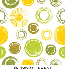 Vintage Seamless Pattern with Circle Shapes . Grunge Style Background . Retro Texture.