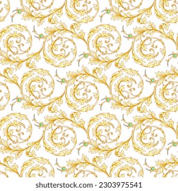 Vintage seamless pattern classic golden swirls