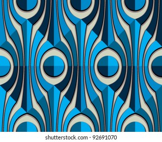 Vintage seamless pattern, classic style geometric blue vector background.