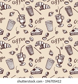 Vintage seamless pattern of coffee