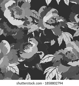Vintage seamless pattern with colorful peonies for fabric design. Beautiful floral texture. Summer, spring background.	
