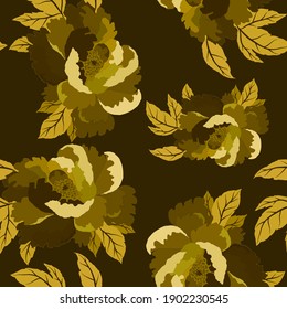 Vintage seamless pattern with colorful peonies for fabric design. Beautiful floral texture. Summer, spring background.	