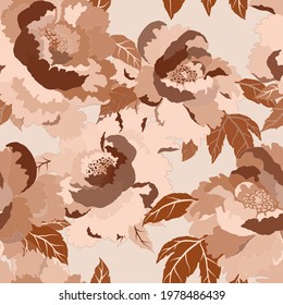 Vintage seamless pattern with colorful peonies for fabric design. Beautiful floral texture. Summer, spring background.	