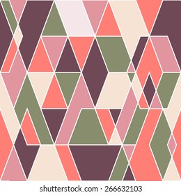 Vintage seamless pattern with colorful triangles.