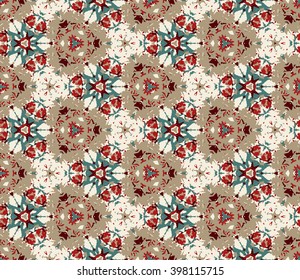 Vintage seamless pattern. Seamless pattern composed of color abstract elements located on white background. Useful as design element for texture, pattern and artistic compositions.Vector illustration.