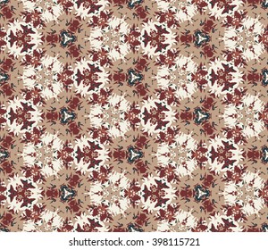 Vintage seamless pattern composed of color abstract elements located on white background. Useful as design element for texture, pattern and artistic compositions.Vector illustration.