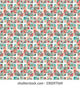 Vintage seamless pattern. Consists of geometric elements having a triangular shape. The background has a white color. Useful as design element for texture and artistic compositions.