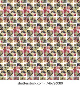 Vintage seamless pattern. Consists of geometric elements of triangular shape on white background.
