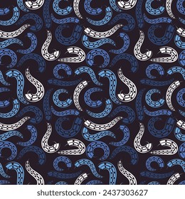 Vintage seamless pattern in cool colors. Vector illustration for print, fabric, cover, packaging, interior decor, blog decoration and other your projects.