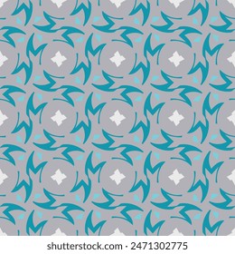 Vintage seamless pattern in cool colors. Art forms are grouped and arranged in a specific order. Vector image for print, textile, packaging, interior design and your other projects.