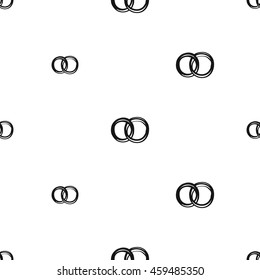 Vintage seamless pattern with couple rings. Background for wedding celebrations. Black symbols and elements on white hand drawing style.
