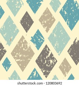 Vintage seamless pattern with cracked rhombuses