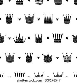 Vintage seamless pattern with crown. Seamless pattern can be used for wallpaper, pattern fills, web page background, surface textures.