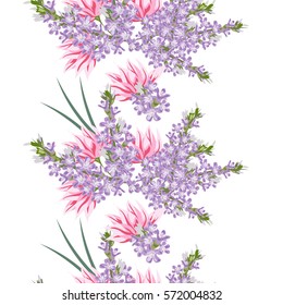 Vintage seamless pattern with cute delicate flowers. Hand-drawn floral background for textile, cover, wallpaper, gift packaging, printing, scrapbooking.Romantic design.