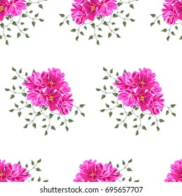 Vintage seamless pattern with cute delicate pink flowers. Hand-drawn floral background for textile, cover, wallpaper, gift packaging, printing, scrapbooking.Romantic design for calico.