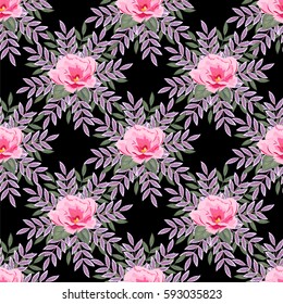 Vintage seamless pattern with cute pink flowers. Hand-drawn floral background for textile, cover, wallpaper, gift packaging, printing.Romantic design for calico.