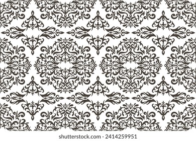 Vintage seamless pattern. Damask stencil. Engraving Vector stock illustration. EPS 10
