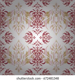 Vintage seamless pattern. Decoration for fabric, textile, interior. Handmade vector red and pink elements on white background.