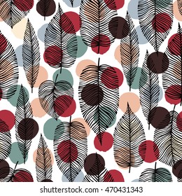 Vintage seamless pattern with decorative leaves. Design for card, print, wallpaper.