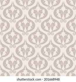 Vintage seamless pattern, endless floral ornament in classic style. Original author's design, hand-drawn. EPS-8.