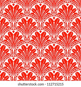 Vintage seamless pattern. EPS-8, endless floral ornament in asian vintage style. Original author's design, hand-drawn.