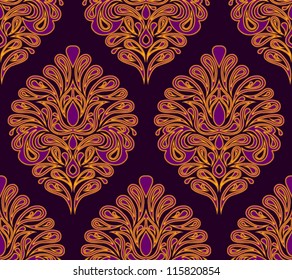 Vintage seamless pattern. EPS-8, endless floral ornaments in vintage style. Original author's design, hand-drawn.