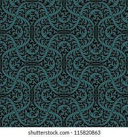 Vintage seamless pattern. EPS-8, endless floral ornament in asian vintage style. Original author's design, hand-drawn.