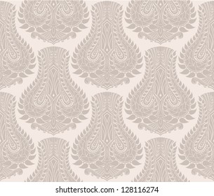 Vintage seamless pattern. EPS-8, endless floral ornament in vintage style. Original author's design, hand-drawn.