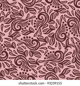 Vintage seamless pattern. EPS-8 endless floral ornament in vintage style. Original author's design, hand-drawn.