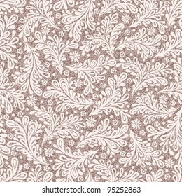 Vintage seamless pattern. EPS-8, endless floral ornaments in vintage style. Original author's design, hand-drawn.