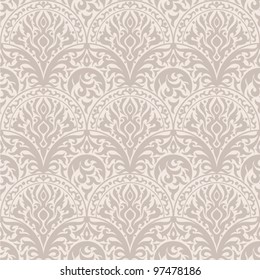 Vintage seamless pattern. EPS-8, endless floral ornaments in vintage style. Original author's design, hand-drawn.