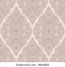 Vintage seamless pattern. EPS-8, endless floral ornaments in vintage style. Original author's design, hand-drawn. Highly detailed.