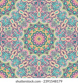 Vintage nahtlose Muster ethnischer Design. Innenfliesen-Ornament wiederholen quadratische Motive. Schöner Stoffdruck in Farbe. Kreative Textur ethnisch nahtlose Muster. Damast-Talavera-Element.