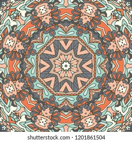 vintage seamless pattern. Ethnic geometric print. Colorful repeating background texture. Fabric, cloth design, wallpaper, wrapping