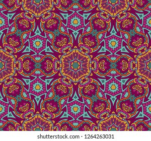 Vintage seamless pattern. Ethnic geometric print. Colorful repeating background texture. Fabric, cloth design, wallpaper, wrapping