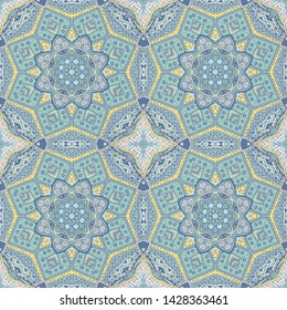 Vintage seamless pattern. Ethnic geometric print. Sepia repeating background texture. Fabric, cloth design, wallpaper, wrapping