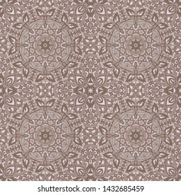Vintage seamless pattern. Ethnic geometric print. Sepia repeating background texture. Fabric, cloth design, wallpaper, wrapping floor covering design