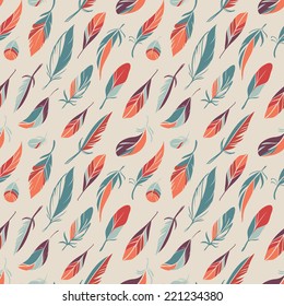Vintage seamless pattern with feathers