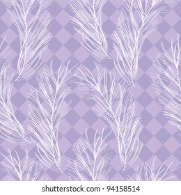 Vintage seamless pattern with feathers and diamond-shaped ornament