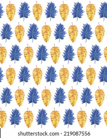 Vintage seamless pattern with feathers. Watercolor paint.