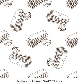 Padrão sem emenda vintage com bolachas desenhadas à mão com manteiga em estilo de esboço monocromático. Perfeito para projetos culinários, embalagens, cafés e fundos com temas de padaria.